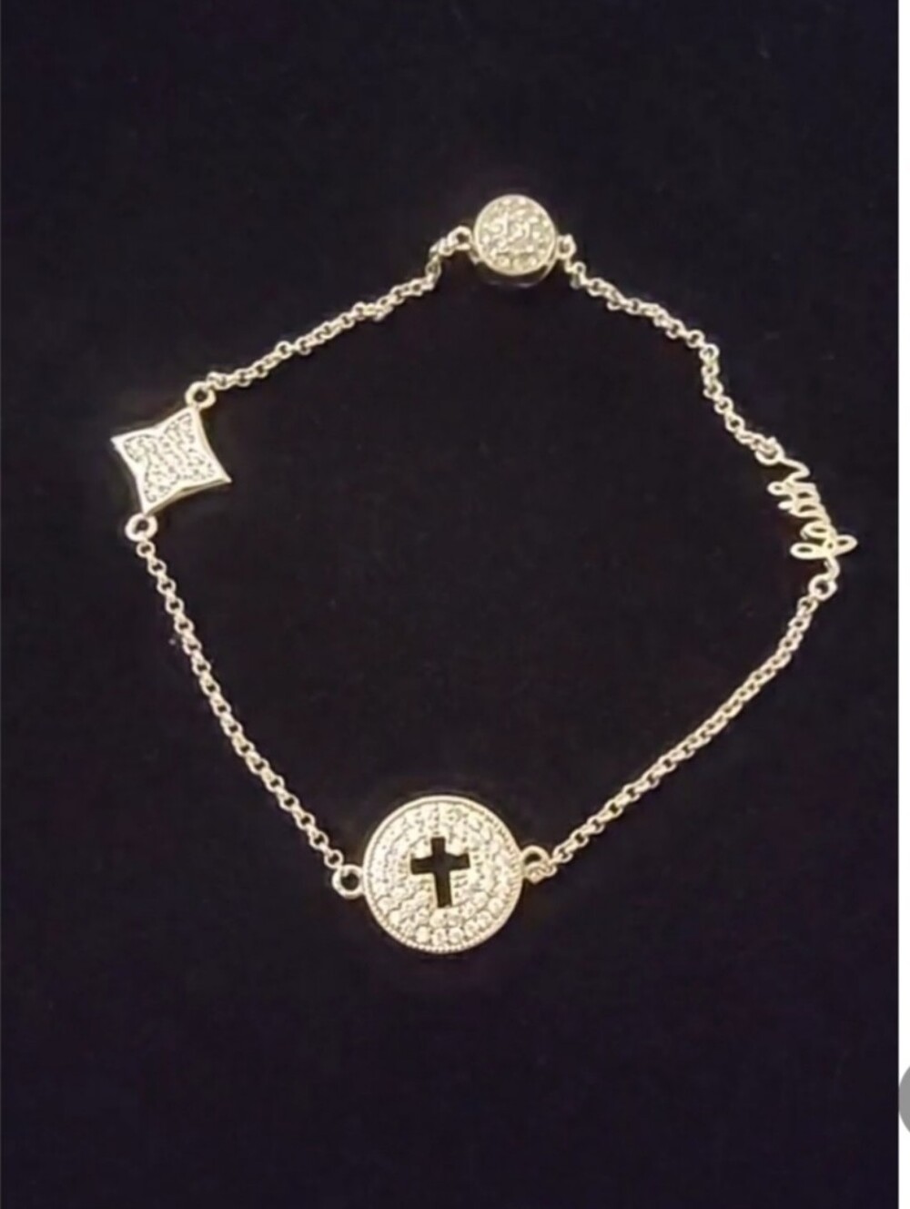 Faith Cross Bracelet Silver Tone Filigree Jewelry